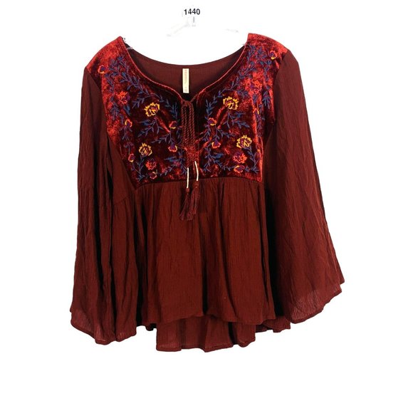Xhilaration Tops - XHILARATION Women's Size Small Floral Boho Tunic Tassel Blouse